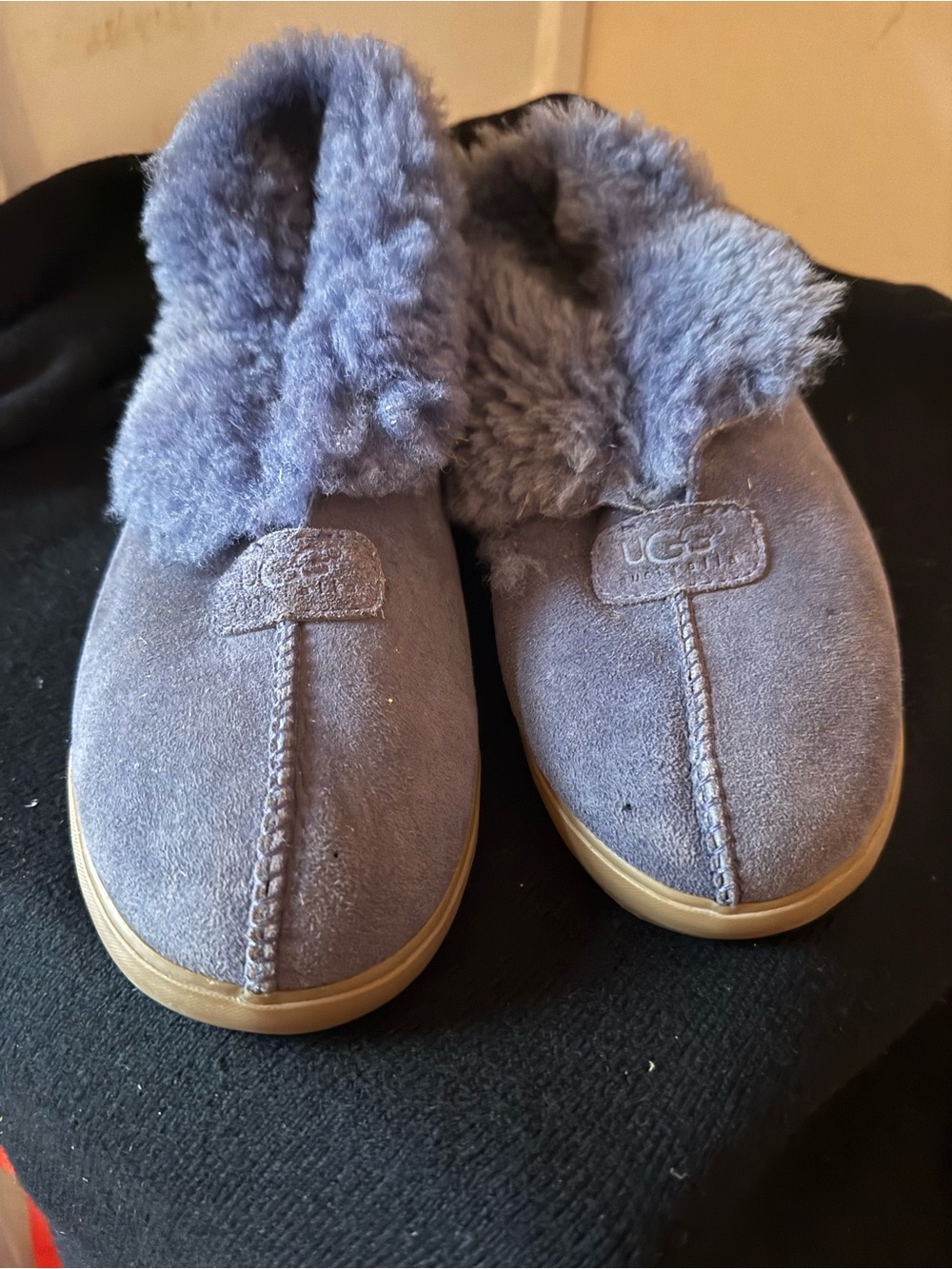 UGG Women’s Blue Suede Cozy Slip-On Shoes